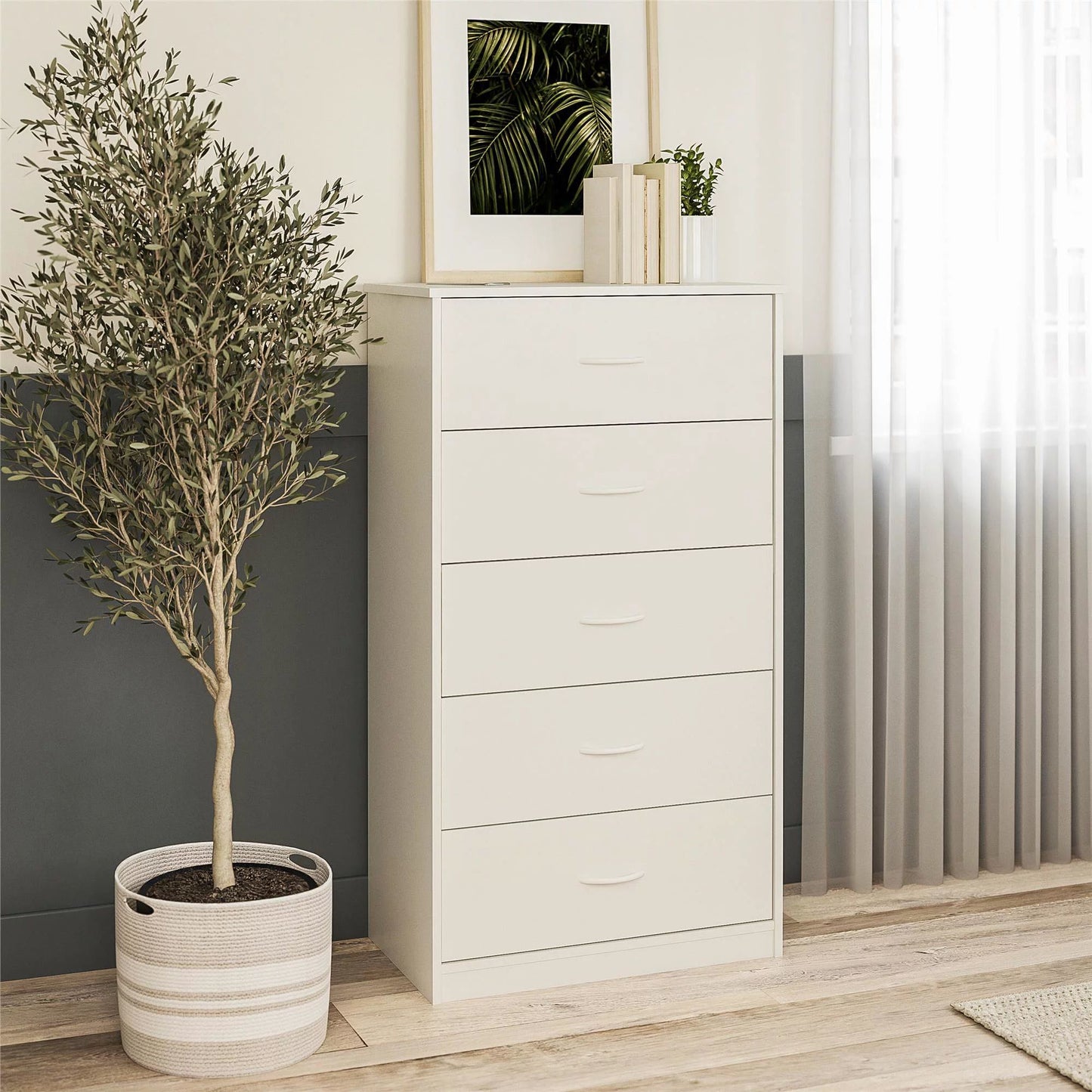 Classic 5 Drawer Dresser;  Dark Oak;  Walnut;  Espresso;  Dove Grey;  Antique Oak;  White