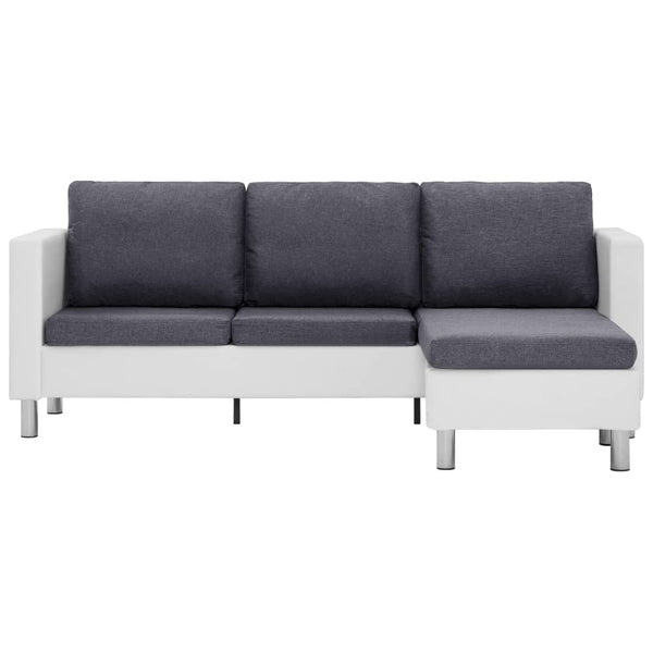 3-Seater Sofa with Cushions White Faux Leather