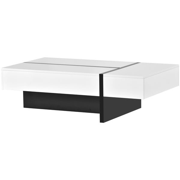 Contemporary Rectangle Design Living Room Furniture, Modern High Gloss Surface Cocktail Table, Center Table for Sofa or Upholstered Chairs, 45.2*25.5*13.7in