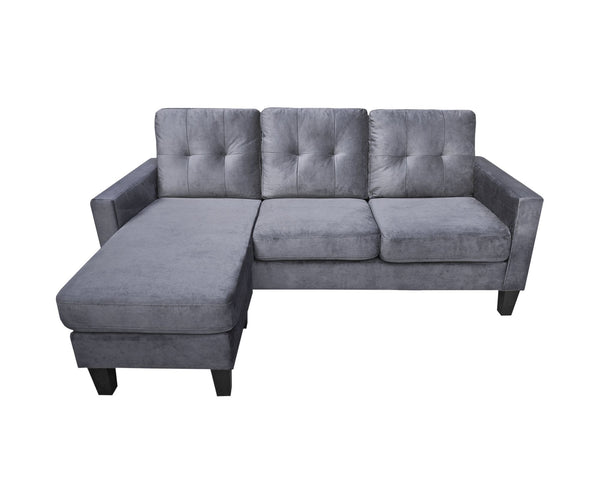 Everett Gray Velvet Reversible Sectional Sofa Chaise