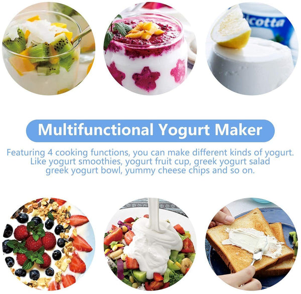 Yogurt Maker, Yogurt Maker Machine with Stainless Steel Inner Pot, Greek Yogurt Maker with Timer Control, Automatic Digital Frozen Yogurt Maker with 2 Glass Jars 1 Quart and Strainer for Home Organic