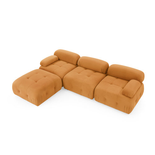 Modular Sectional Sofa, Button Tufted Designed and DIY Combination,L Shaped Couch with Reversible Ottoman, Navy Velvet