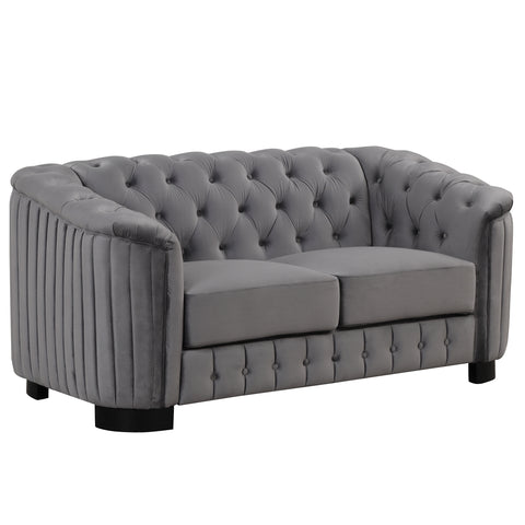 64\" Velvet Upholstered Loveseat Sofa; Modern Loveseat Sofa with Thick Removable Seat Cushion; 2-Person Loveseat Sofa Couch for Living Room; Bedroom; or Small Space