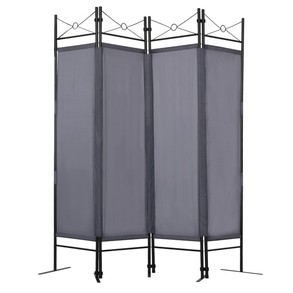 4-Panel Metal Folding Room Divider, 5.94Ft Freestanding Room Screen Partition Privacy Display for Bedroom, Living Room, Office