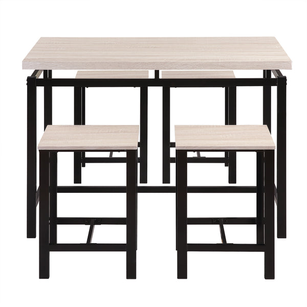 Dining Table with 4 Chairs; 5 Piece Dining Set with Counter and Pub Height