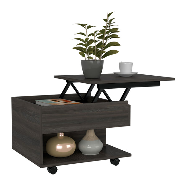 Luanda Lift Top Coffee Table; Casters; One Shelf -Espresso