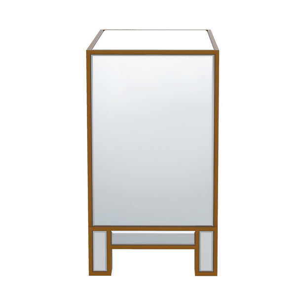 Modern Mirrored Nightstand with 2 Storage Cabinets for Living Room/Bedroom,Crystal Knobs