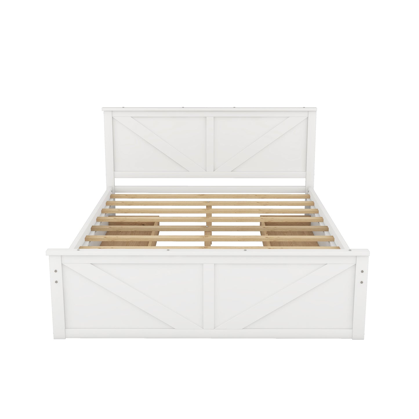 Queen Size Wooden Platform Bed with Four Storage Drawers and Support Legs