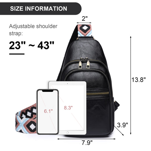 Sling Bag for Women Crossbody Purses Trendy PU Leather Small Sling Backpack Chest Bag for Women