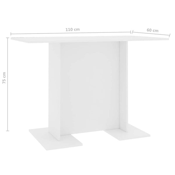 Dining Table White 43.3"x23.6"x29.5" Chipboard