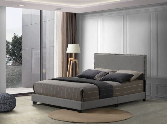 Leandros Queen Bed• Light Gray Fabric