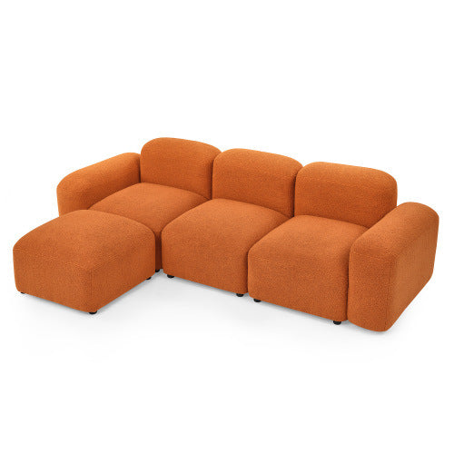 L-Shape Modular Sectional Sofa,DIY Combination,Teddy Fabric