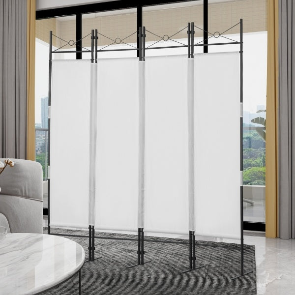 4-Panel Metal Folding Room Divider, 5.94Ft Freestanding Room Screen Partition Privacy Display for Bedroom, Living Room, Office