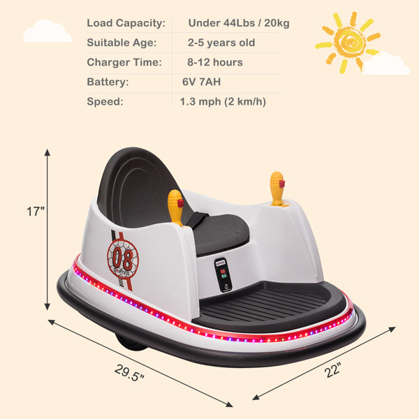 LEADZM 6V 7A.h Bumper Car White