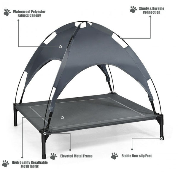 Portable Elevated Outdoor Pet Bed with Removable Canopy Shade