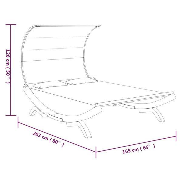 Patio Lounge Bed with Canopy 65"x79.9"x49.6" Solid Bent Wood Anthracite