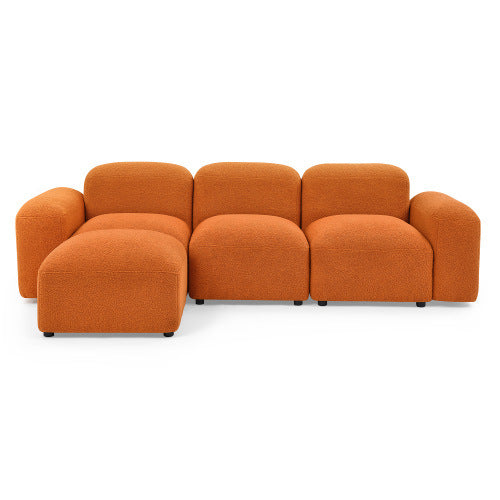 L-Shape Modular Sectional Sofa,DIY Combination,Teddy Fabric