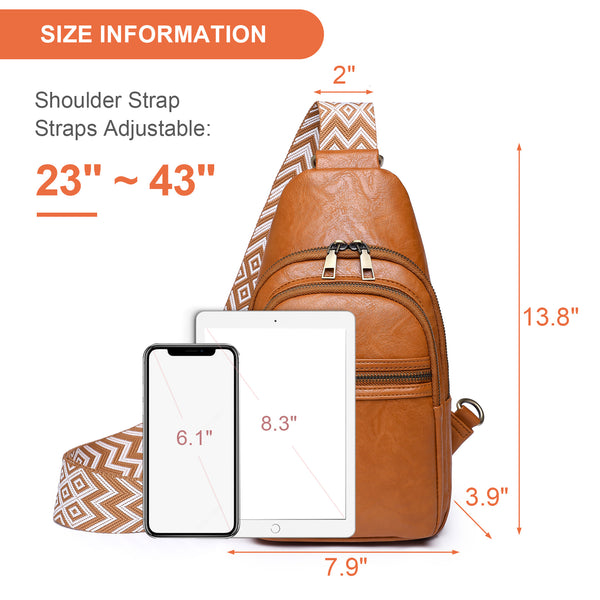 Sling Bag for Women Crossbody Purses Trendy PU Leather Small Sling Backpack Chest Bag for Women