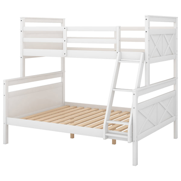 Twin over Full Bunk Bed with ladder, Safety Guardrail, Perfect for Bedroom, Gray