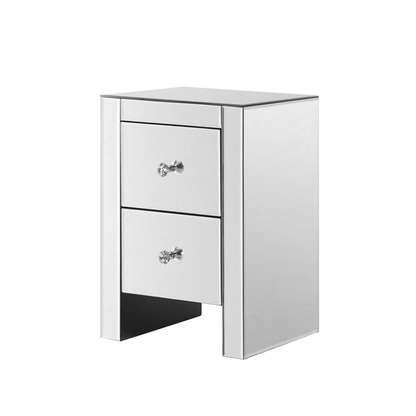 Mirrored Nightstand End Tables with 2/3/4-Drawer, Silver Modern Beside Table, Mirror Accent Side Table for Bedroom, Living Room