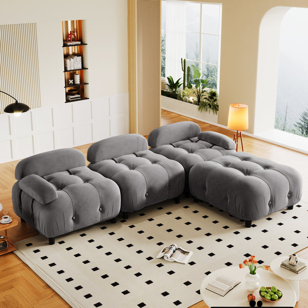 U_STYLE Upholstery Modular Convertible Sectional Sofa, L Shaped Couch with Reversible Chaise