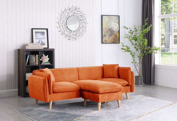 Brayden Orange Fabric Sectional Sofa Chaise