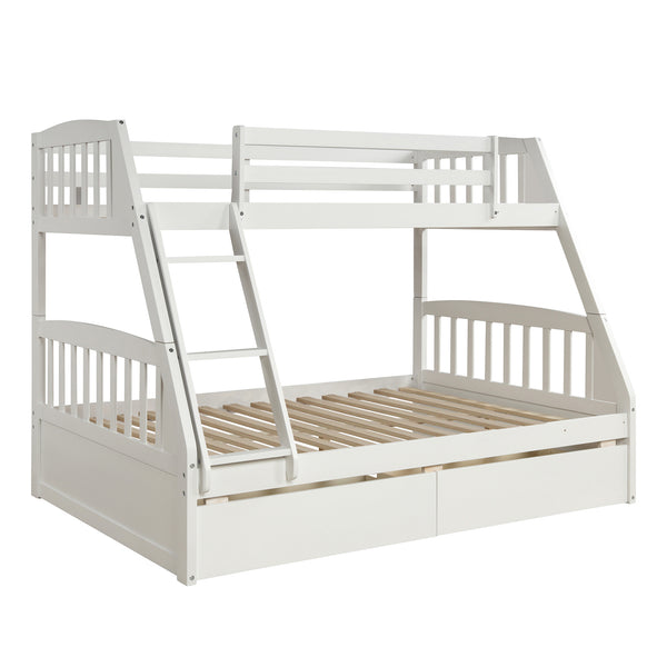 Solid Wood Twin Over Full Bunk Bed with Two Storage Drawers