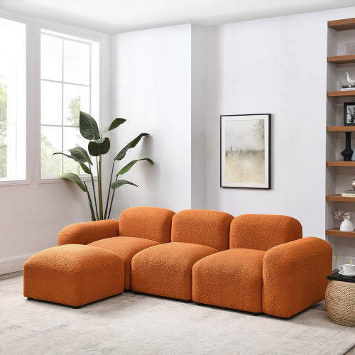 L-Shape Modular Sectional Sofa,DIY Combination,Teddy Fabric