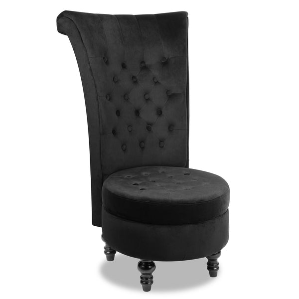 MU Royal Velvet High Back Armless Chair, Retro Elegant Luxury Throne Chair, Upholstered Tufted Accent Seat w/Storage for Dressing Room, Living Room, Bedroom