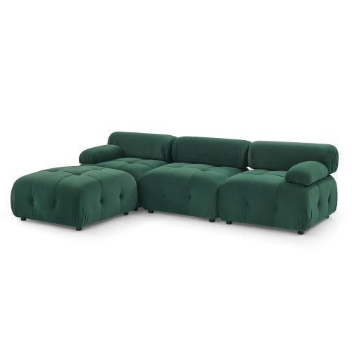 Modular Sectional Sofa, Button Tufted Designed and DIY Combination,L Shaped Couch with Reversible Ottoman, Navy Velvet