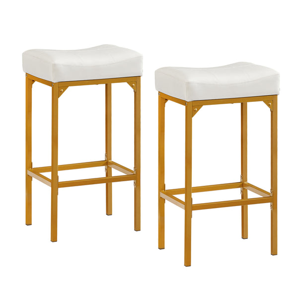 Bar stool set 2PC (White+Golden; 16.1''W*12.2''D*28.7''H)