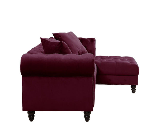 Adnelis Sectional Sofa w/2 Pillows; Red Velvet 57315