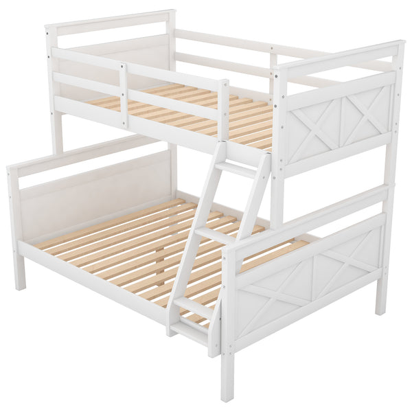 Twin over Full Bunk Bed with ladder, Safety Guardrail, Perfect for Bedroom, Gray