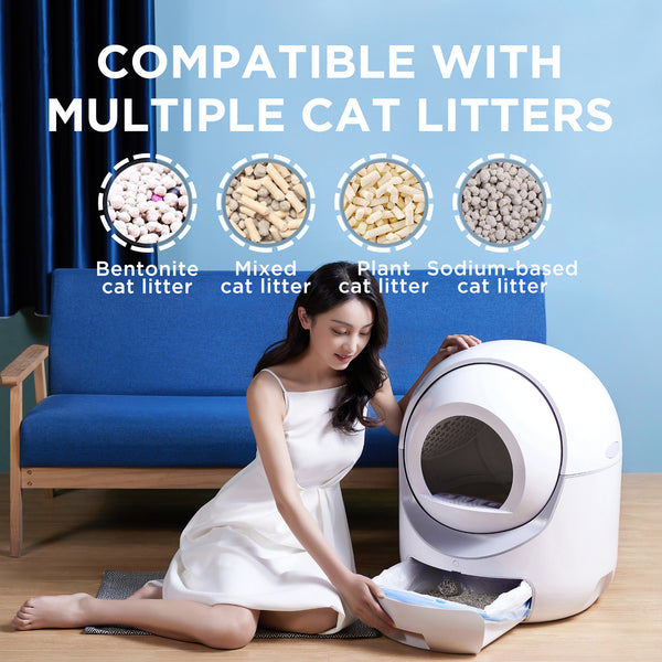 Self -Cleaning Cat Litter Box for Multiple Cats ; Scooping Automatically ; Suitable for all kinds of cat litter; Secure; Odor Removal ; App Control; Support 5G&2.4G WiFi.