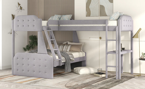 L-Shaped Twin over Full Bunk Bed and Twin Sie Loft Bed with Desk