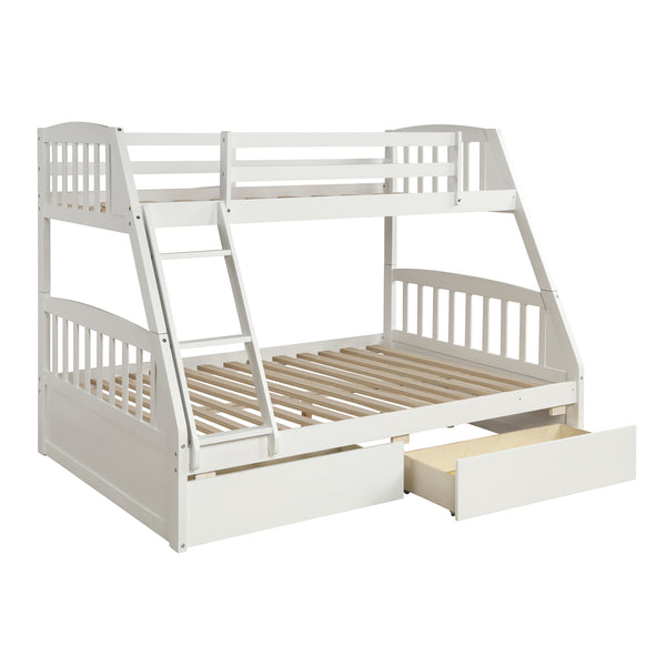 Solid Wood Twin Over Full Bunk Bed with Two Storage Drawers