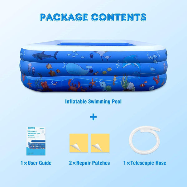 Inflatable Swimming Pools, FUNAVO Inflatable Pool for Kids, Kiddie, Toddler, Adults, 100" X71" X22" Family Full-Sized Swimming Pool, Lounge Pool for Outdoor, Backyard, Garden, Indoor, Lounge