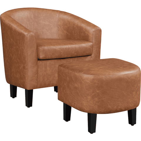 Barrel Accent Chair with Ottoman