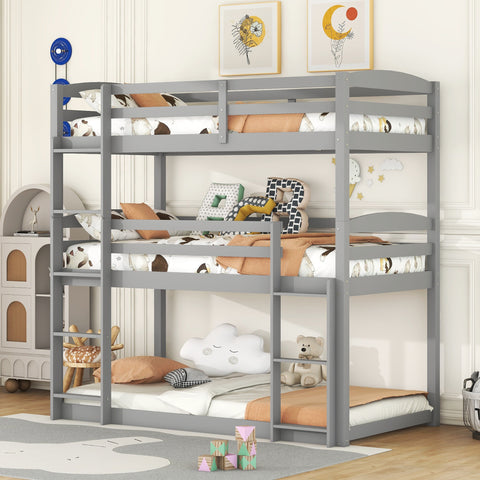 Twin over Twin over Twin Triple Bunk Bed,Gray