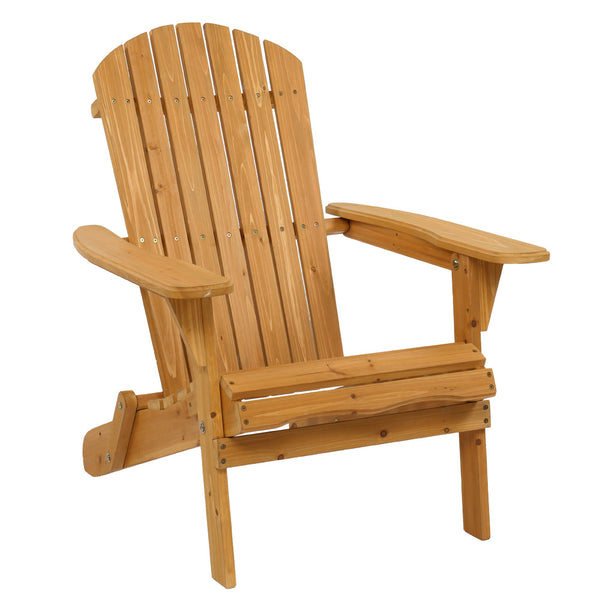 Folding Wooden Adirondack Lounger Chair with Natural Finish