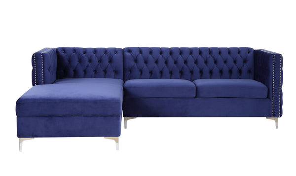 Sullivan Sectional Sofa; Navy Blue Velvet 55490