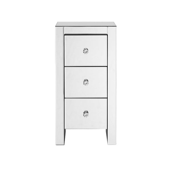 Mirrored Nightstand End Tables with 2/3/4-Drawer, Silver Modern Beside Table, Mirror Accent Side Table for Bedroom, Living Room