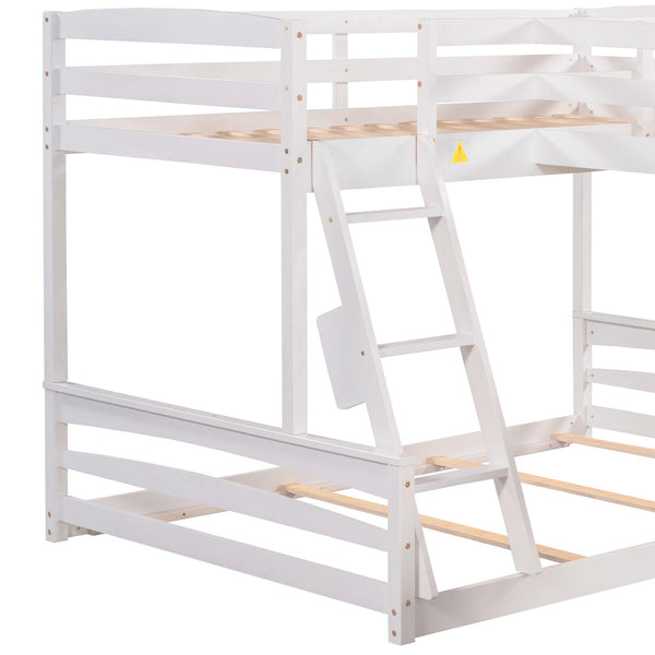 Twin over Full Bunk Bed with Twin Size Loft Bed with Desk and Slide,Full-Length Guardrail