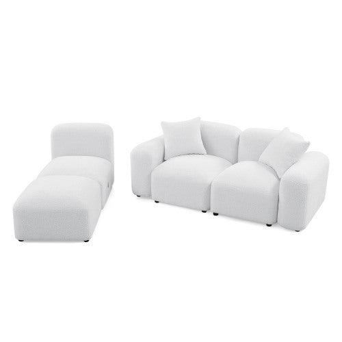 L-Shape Modular Sectional Sofa,DIY Combination,Teddy Fabric