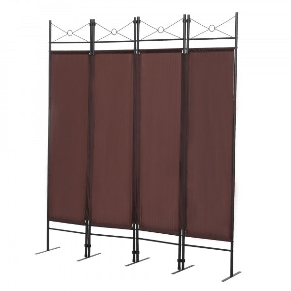 4-Panel Metal Folding Room Divider, 5.94Ft Freestanding Room Screen Partition Privacy Display for Bedroom, Living Room, Office