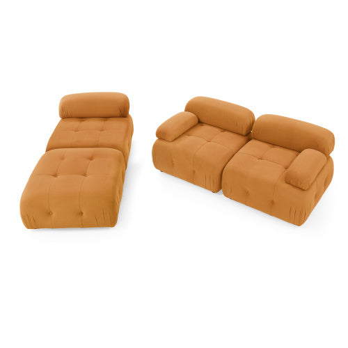 Modular Sectional Sofa, Button Tufted Designed and DIY Combination,L Shaped Couch with Reversible Ottoman, Navy Velvet