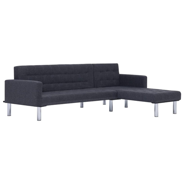 L-shaped Sofa Bed Dark Gray Polyester