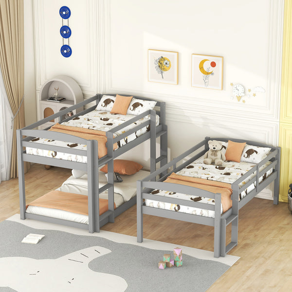 Twin over Twin over Twin Triple Bunk Bed,Gray