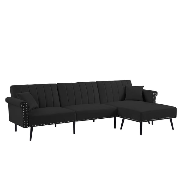 BLACK SECTIONAL SOFA BED