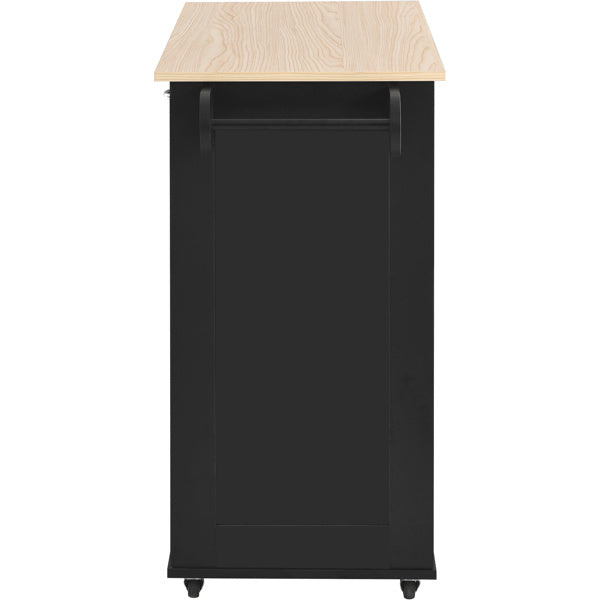 Kitchen Island Cart with Two Storage Cabinets and Four Locking Wheels; Wine Rack; Two Drawers; Spice Rack; Towel Rack